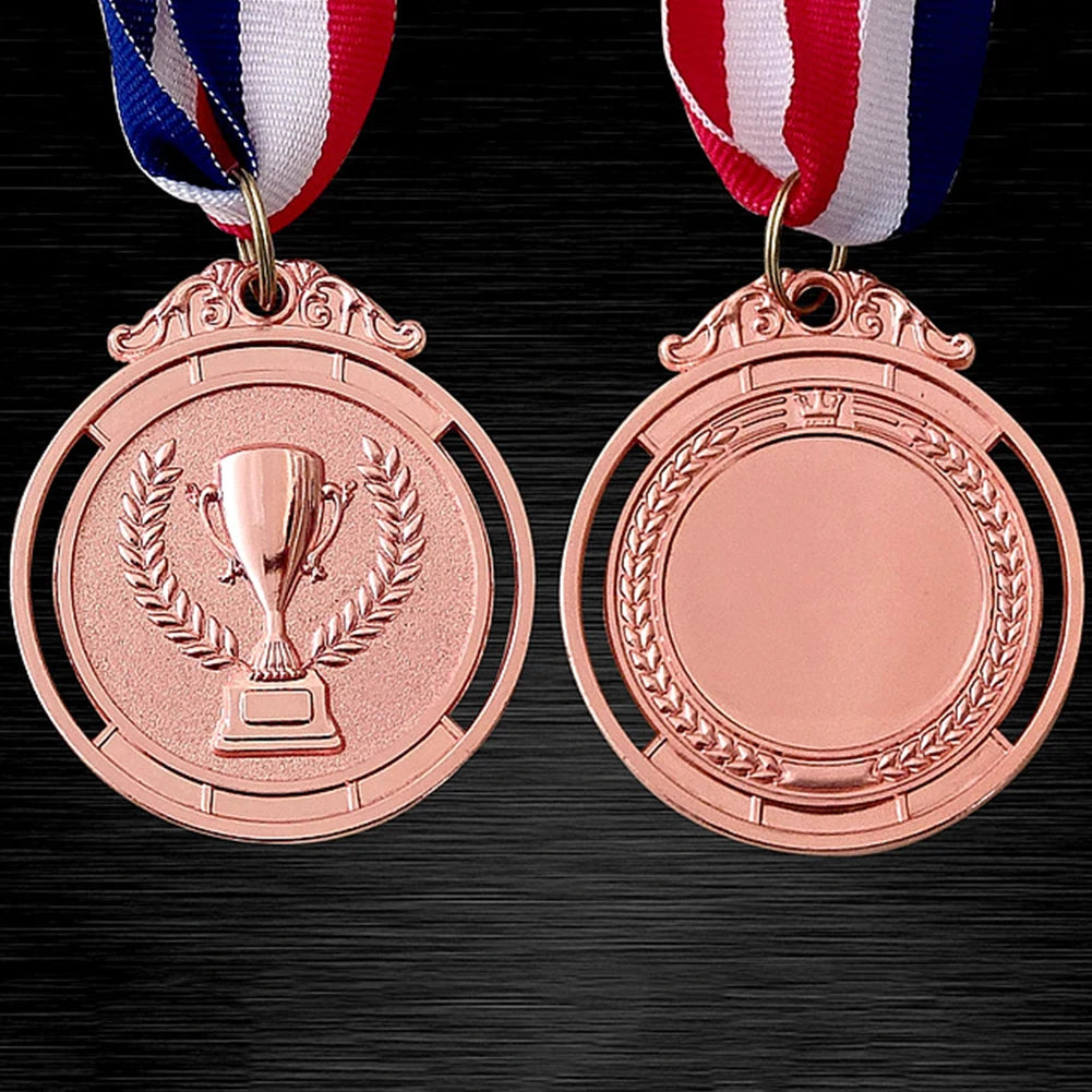 Gold Silver Bronze Trophy Award 1st 2nd 3rd Prize Medal Winner Reward Encourage Badge with Neck Ribbon for Kids Competitions