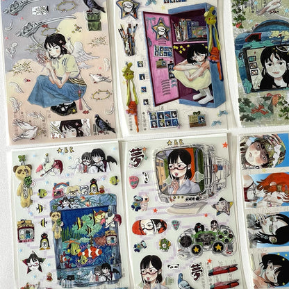 Exquisite Hand-Drawn Dreamcore Stickers Retro Comic Character Design, Rare Craft Materials for Scrapbooking & DIY Art