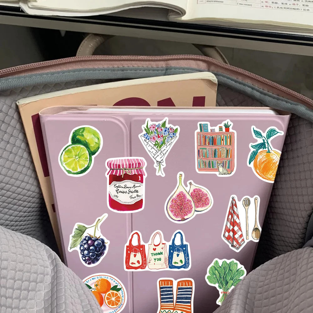 50pcs Vintage Painting Stickers Art Stickers Cartoon Graffiti Decal DIY Scrapbook Journal Luggage Skateboard Decorative Stick