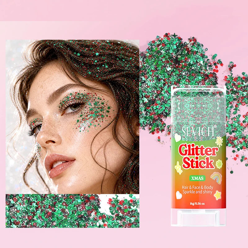 Sparkling Sequins Glitter Gel Stick Mermaid Sequin Body Glitter Gel Cosmetic Hair Glitter Festival Makeup for Christmas Party