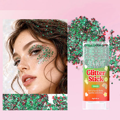 Sparkling Sequins Glitter Gel Stick Mermaid Sequin Body Glitter Gel Cosmetic Hair Glitter Festival Makeup for Christmas Party