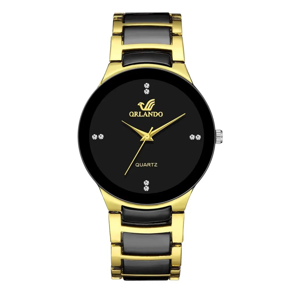 black dial steel quartz men business watch - HS