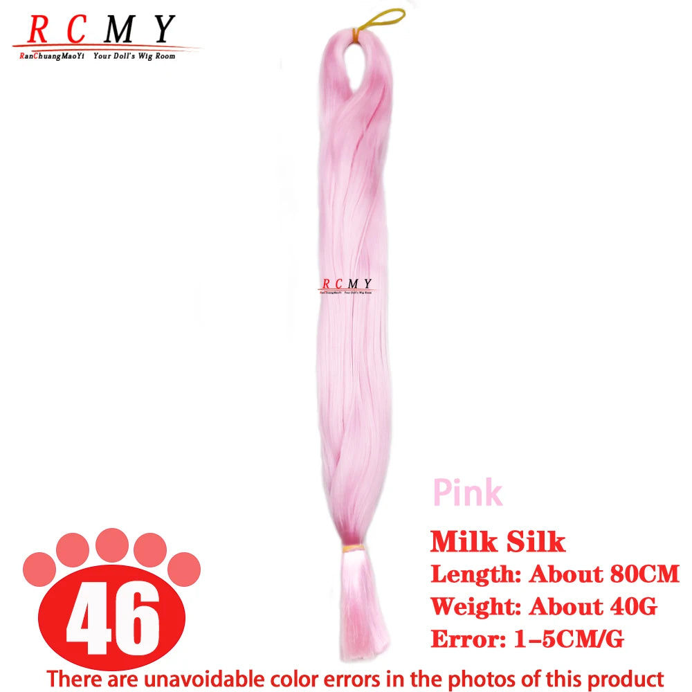 BJD SD Doll 80CM/40 White Black Hair Row Milk Silk Anti-Mohair Wig Handmade Hook Transplant Material for Girls and Boys Hair 