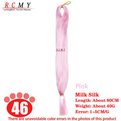 BJD SD Doll 80CM/40 White Black Hair Row Milk Silk Anti-Mohair Wig Handmade Hook Transplant Material for Girls and Boys Hair 