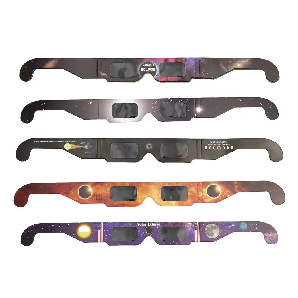 5PCS Solar Eclipse Glasses Anti-uv Glasses Safe Direct Sun Viewing Random Color Paper Frames for Adults Kids Watch Solar Ecli