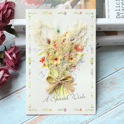 General handmade dried flowers for festivals thank you Teacher's Day greeting cards business birthday greetings gift cards