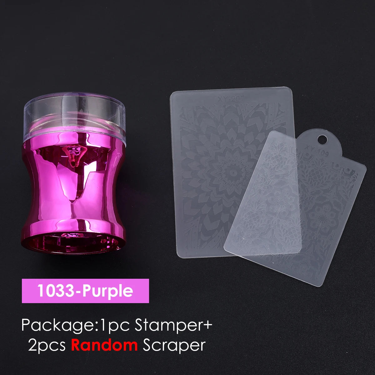 1pc Transparent Silicone Nail Art Stamping Kit French Design For Manicure Plate Stamp Polish Seal Two Side Stamper Scraper To