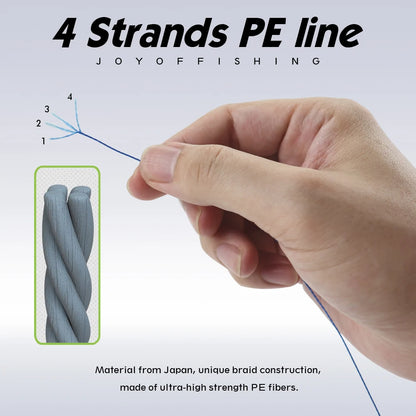 JOF 300M 500M 1000M 8 Strands 4 Strands 18-88LB PE Braided Fishing Wire Multifilament Super Strong Fishing Line Japan Multico