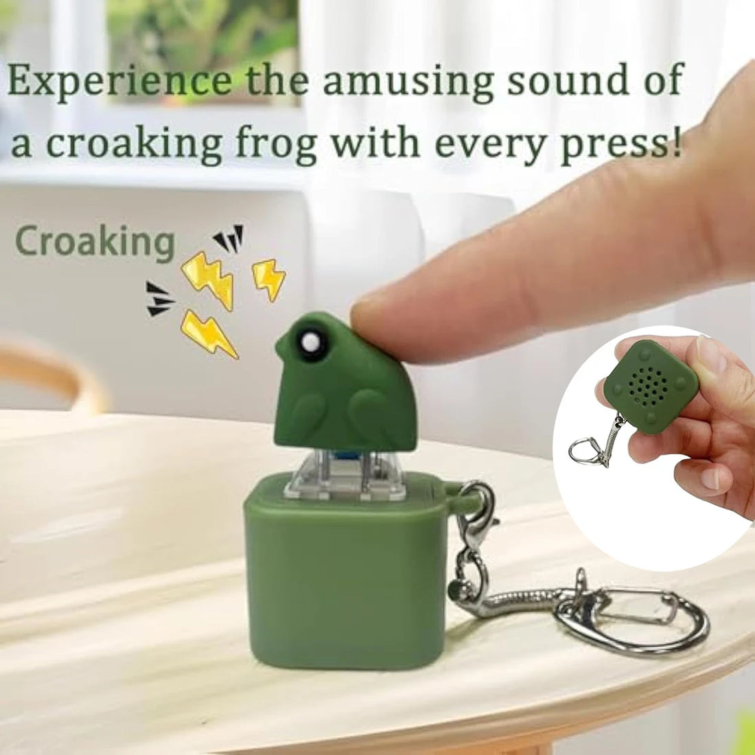 Croaking Frog Fidget Toy Keychain Rechargeable Frog Keychain with Sound & LED Lights, Funny Frog Keyboard Clicker Stress Reli
