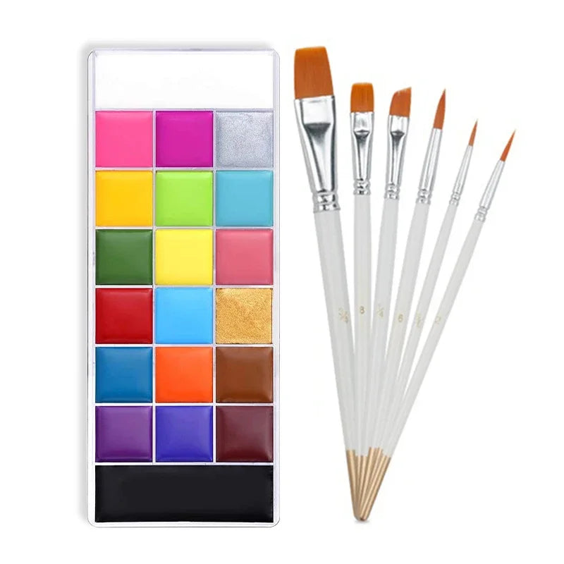 20 Colors Face Body Oil Painting Paint Pigment Non Toxic Safe Kids Flash Tattoo Painting with Brush Art Halloween Cosplay Par