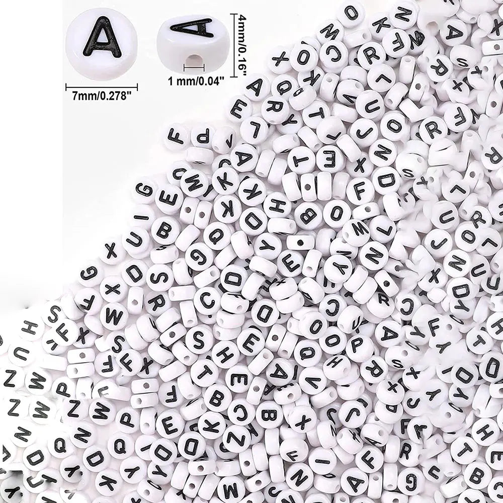 700pcs 7 Colors Round Letter Beads Acrylic Alphabet Number Beads for Jewelry Making DIY Taylor Friendship Bracelet (7x4mm)