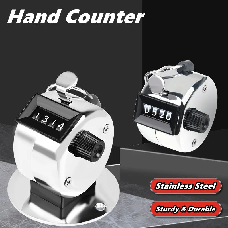 Handheld Tally Counter Tool 4 Digit Number Count Clicker Counter Hand Mechanical Pitch Counters for Coaching,Knitting,Fishing