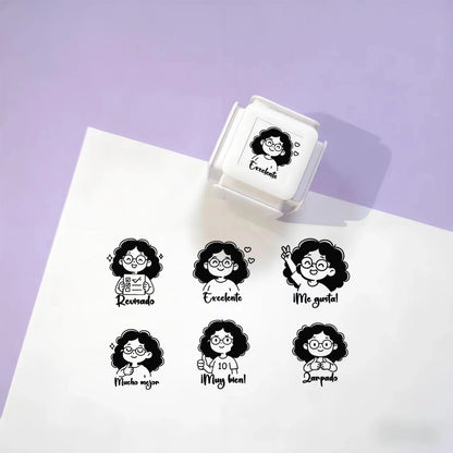 6 Patterns per Educational Teacher Stamps for School Personalized Custom Stamps for Professors and Educators in Spanish Engli