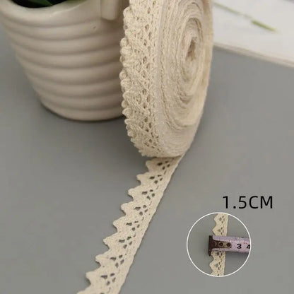 5Yards Cotton Lace Trim Ribbon Beige Sewing Trim Lace Ribbon Crochet Lace Fabric DIY Wedding Party Craft Gift Decor - 01