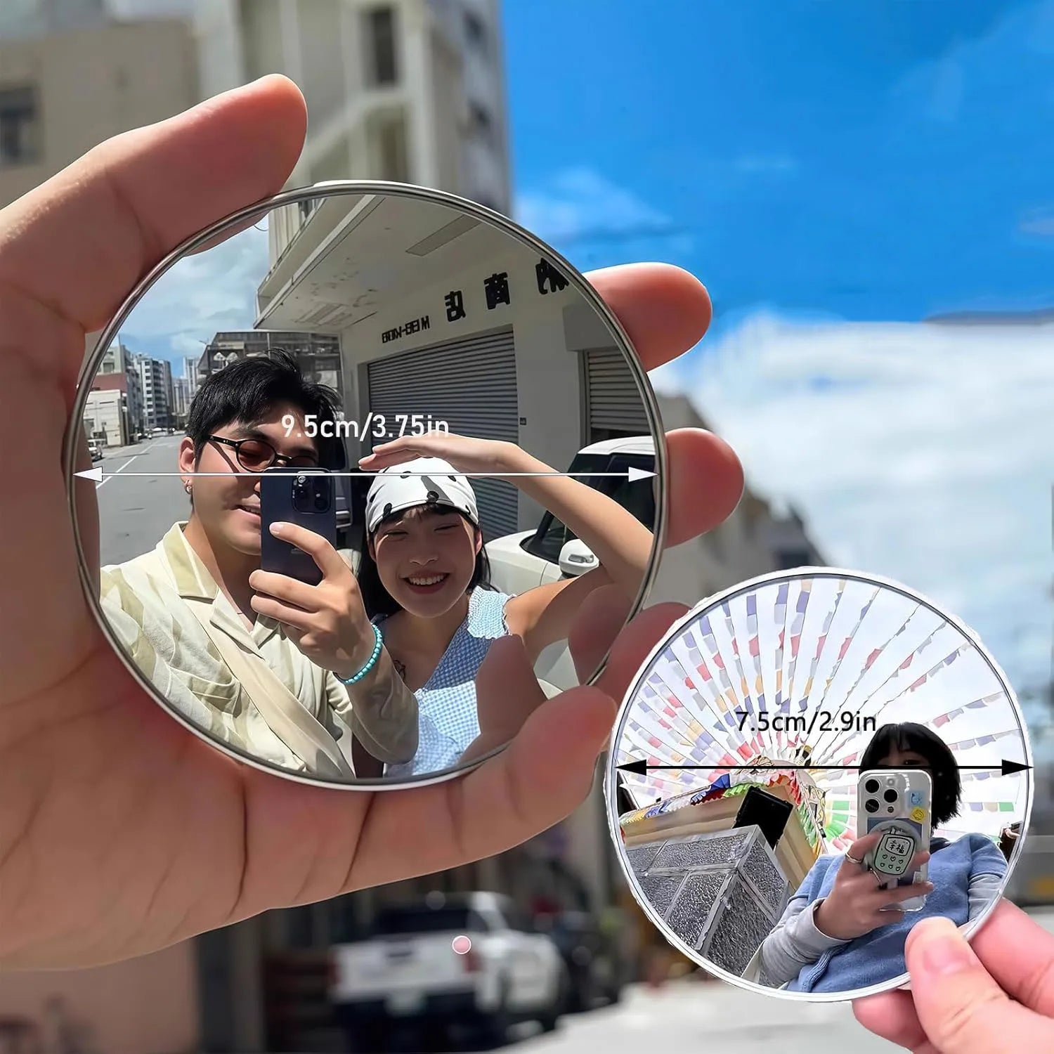 Travel Handheld Selfie Mirror INS Portable Round Reflection Convex Mirrors for Photography Prop Vlogging Traveling Accessorie