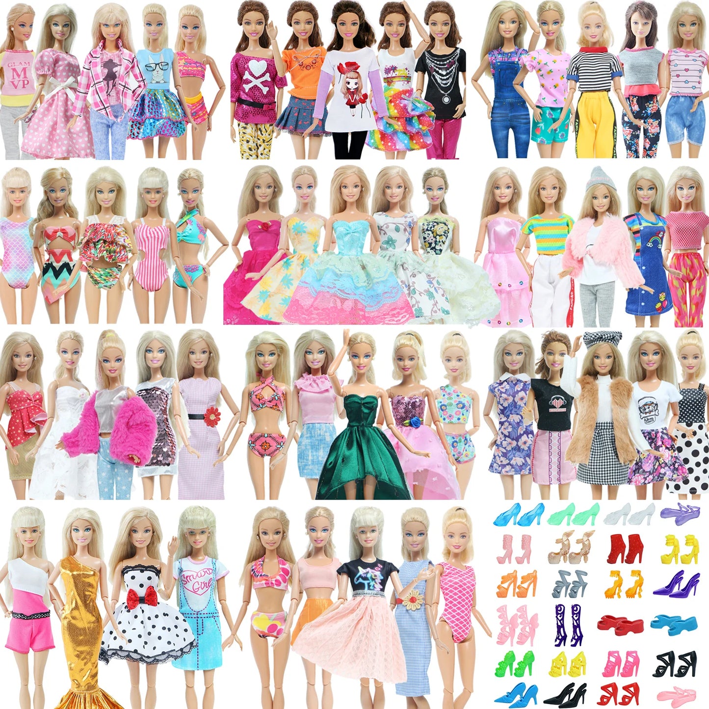 10 Pcs/Set Fashion Outfits 30cm Doll Shirt Pants Dress Shoes 11.5 Inch Doll Clothes Dollhouse 11.8" 1/6 Doll Accessories Toy
