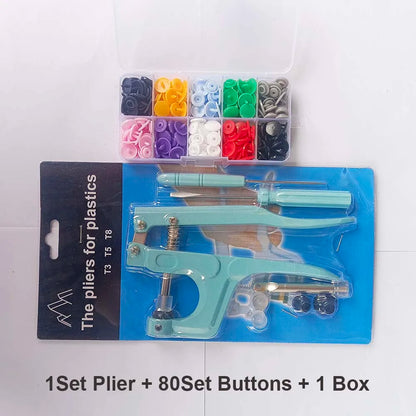 T5 Resin Snap Buttons Set Snaps U Shape Fastener Snap Pliers Buttons Kit Snaps Cloth Buttons DIY Sewing Machine Crafting Tool