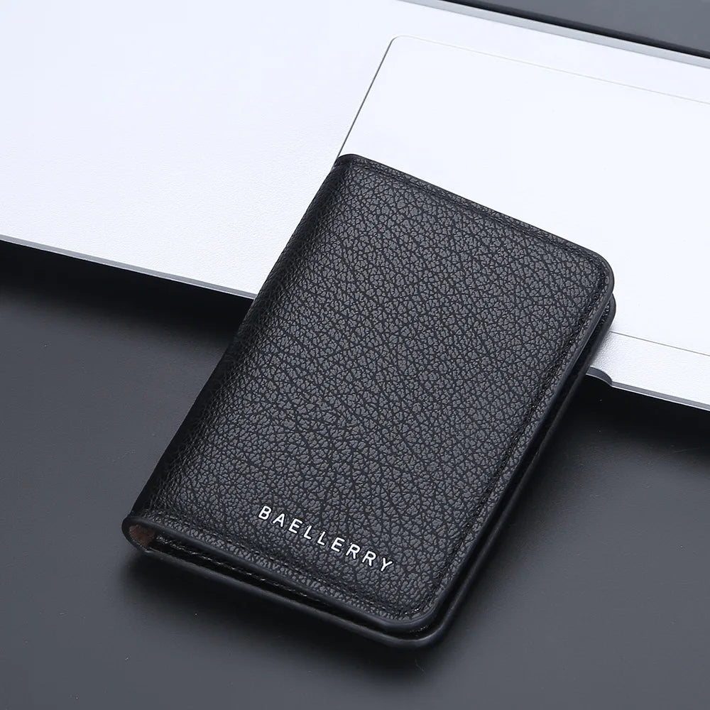 Baellerry Slim Compact Luxury Brand Wallet Men Soft Leather Credit Card Holders Wallet for Men Small ID Card Case Cardholder