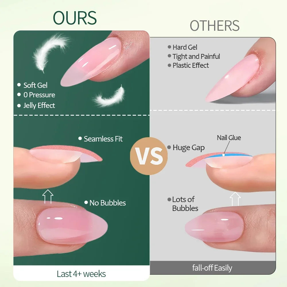 Nailpop 3-IN-1 Nude Natural Soft Nail Tips Set 140PCS Skin Tones Press on Nails Ultra-Fit Gel Nail Extensions Easy Manicure D