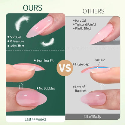Nailpop 3-IN-1 Nude Natural Soft Nail Tips Set 140PCS Skin Tones Press on Nails Ultra-Fit Gel Nail Extensions Easy Manicure D