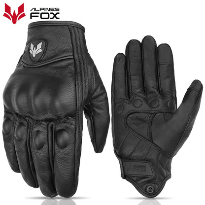 2023 Summer New Vintage Leather Motorcycle Gloves Men Black Wear-resistant Guantes Touchscreen Anti-slip Retro Motobiker Luva