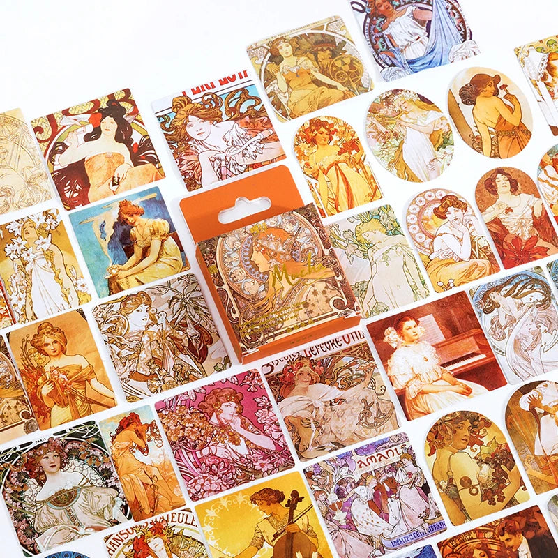 45pcs/lot Van Gogh Famous paintings Mini Box Stickers Vintage Paper Stationery Sticker Set For Diy Scrapbook Card Making Craf