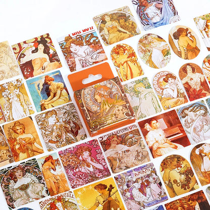 45pcs/lot Van Gogh Famous paintings Mini Box Stickers Vintage Paper Stationery Sticker Set For Diy Scrapbook Card Making Craf