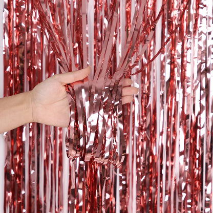 Metallic Tinsel Foil Fringe Curtains Photo Backdrop Glitter Streamers Foil Fringe Backdrop Curtain for Xmas Wedding Backgroun