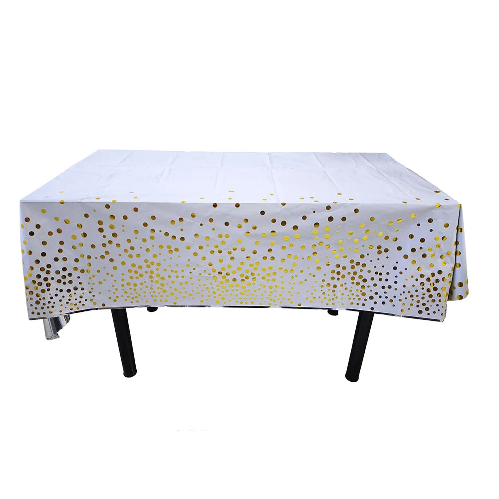 Disposable Tablecloth White Black Pink Gold Table Cover Plastic Birthday Wedding Table Cloth Party Dining Table Decoration Fa
