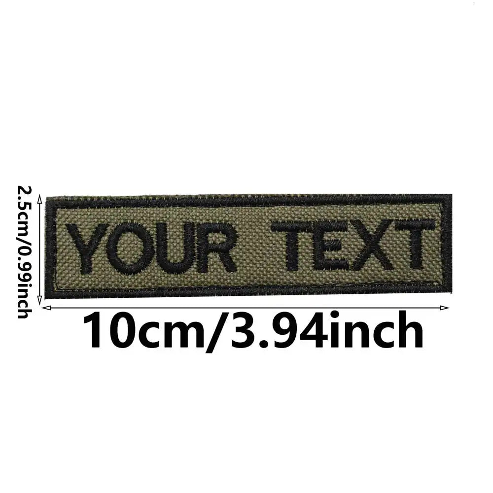 Customized name text embroidery patch, tactical name patch, back with hook or iron on