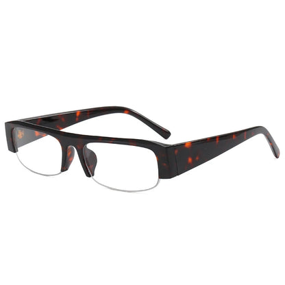 SO&EI New Small Rectangle Women Sunglasses Vintage Clear Lens Men Half Frame Eyewear Shades UV400 - Leopard Clear
