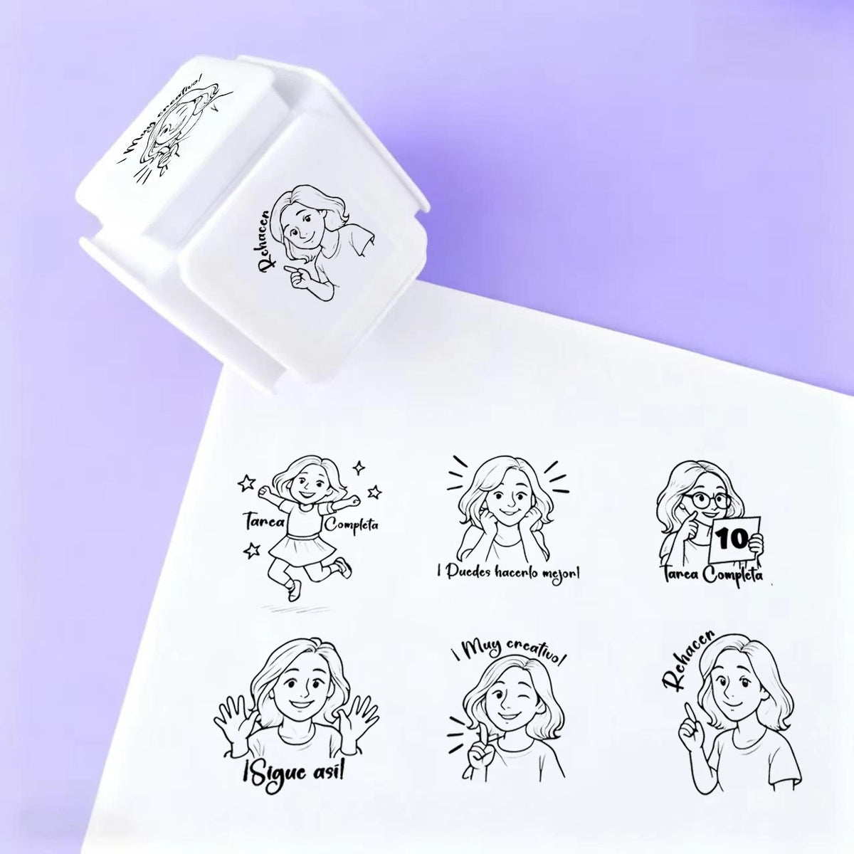 6 Patterns per Educational Teacher Stamps for School Personalized Custom Stamps for Professors and Educators in Spanish Engli