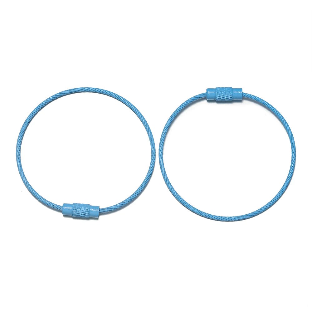 10pcs/lot 50mm Iron Key Ring Colorful Keychain Rings Screw Lock for Jewelry Making Keychain DIY Findings - Blue