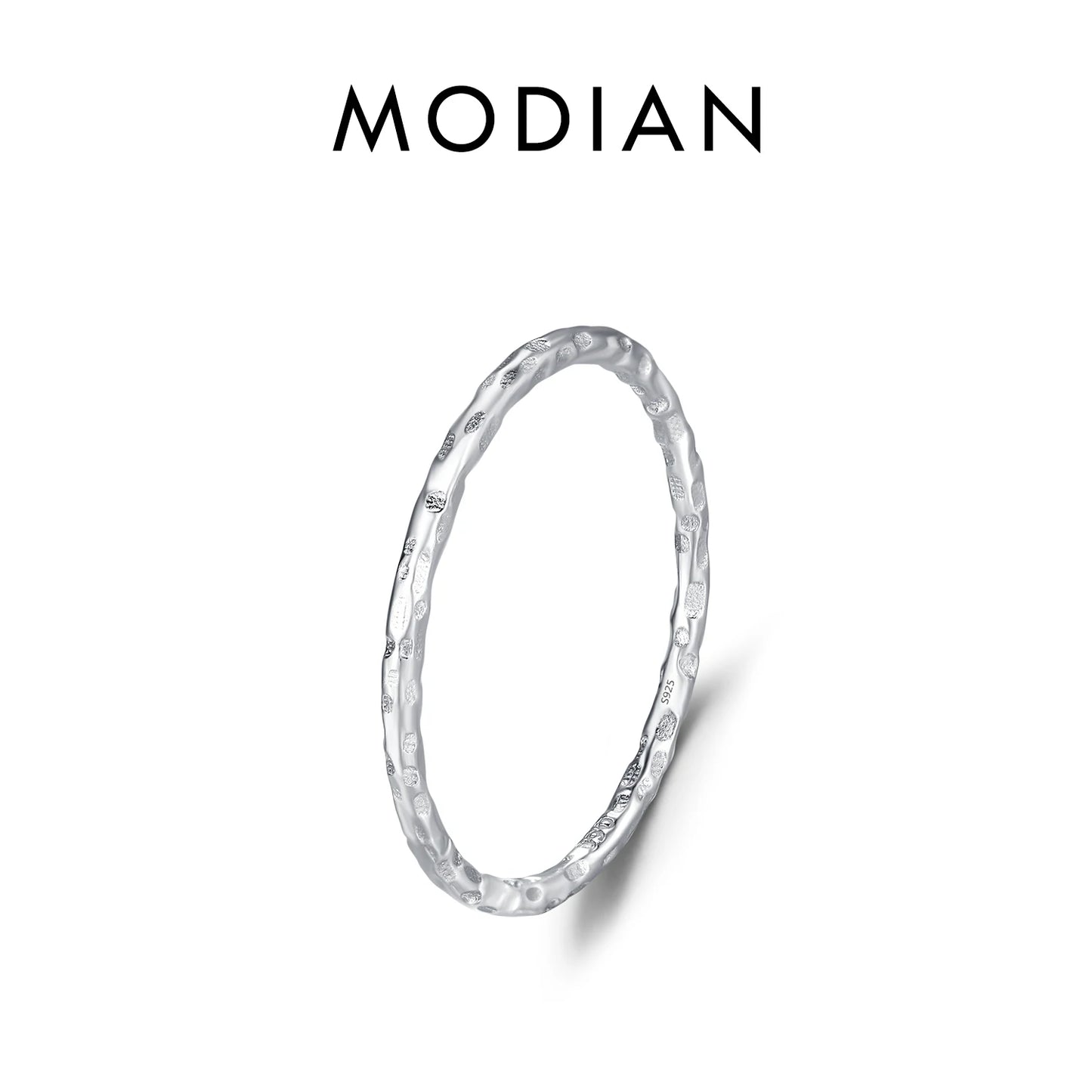 MODIAN 925 Sterling Silver Simple Fashion Stackable Ring Classic Wave Geometric Exquisite Finger Rings For Women Party Jewelr