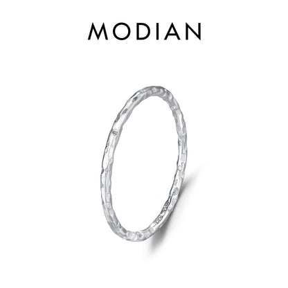 MODIAN 925 Sterling Silver Simple Fashion Stackable Ring Classic Wave Geometric Exquisite Finger Rings For Women Party Jewelr