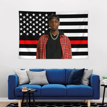 Customized American flag tapestry with personalized photos on 1pc, room decoration banner tapestry for family, idols, and pet