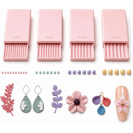 4PCS 3D Print Clay Gel Ball Maker Tool, Nail Art Bead Roller for 3D Gel Flowers | Polymer Clay Roller 2mm 3mm 4mm 5mm