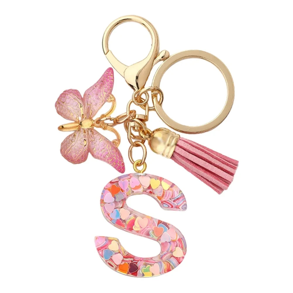 Fashion DIY A-Z Letters keychain Metal Holder Pendent Key Chain Women Car Key Ring Simple Letter Name Key Party Gift Jewelry 