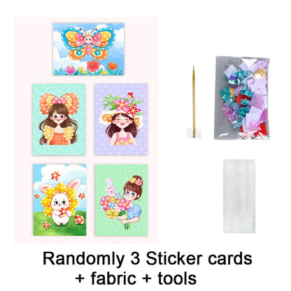 3-12pcs Sticker Cards Fabric Art Craze Poke Caft Toys Creative Puzzle Puncture Painting Poking Princess Dressing Game Childre