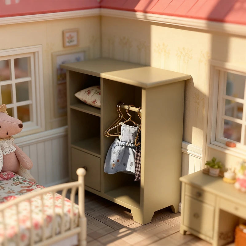 Miniature wooden wardrobes, dollhouse furniture accessories, and miniature scene decorations BJD/OB11 dollhouse home furnishi
