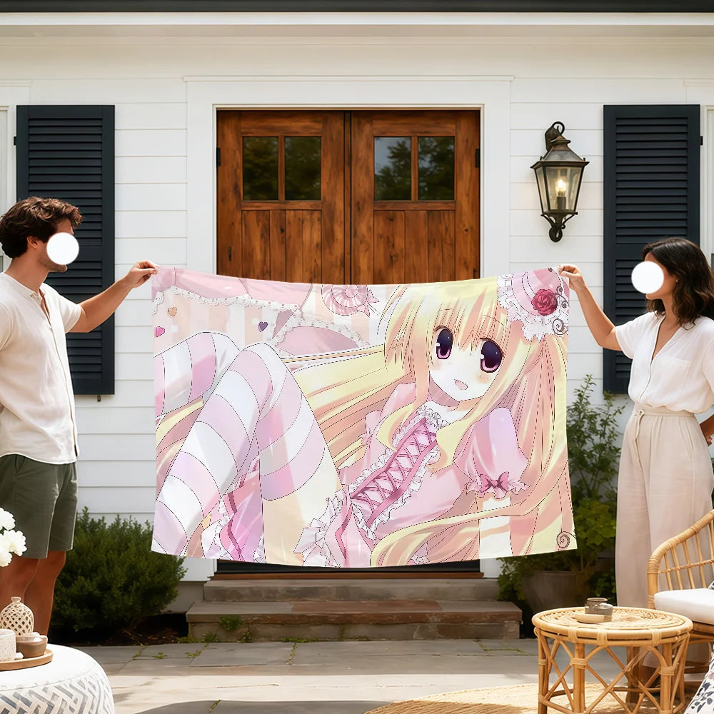 Flag Anime Moe For Room Dorm Girl Party Hogar Art Bedside Living Room Wall Hanging Y2k Garden Decor Cutecore Banner Gift
