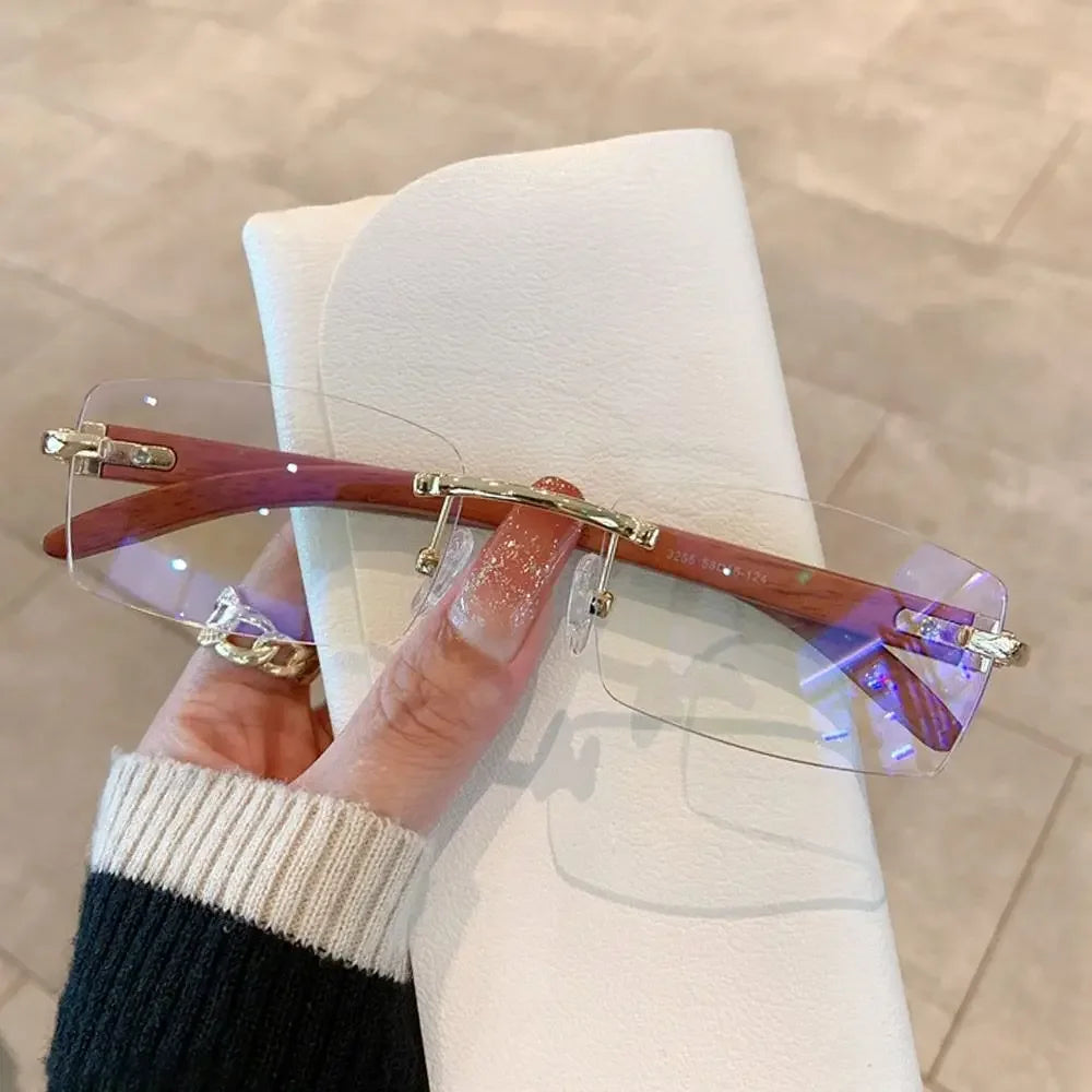 Trendy Punk Sunglasses Rimless Rectangle Sun Glasses for Men Women Fashion UV400 Driving Shades Frameless Gradient Eyewear - 