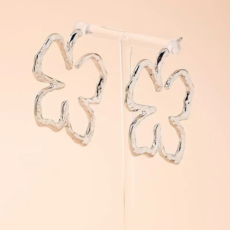 Vintage Geometry Irregular Eardrop Personality Asymmetry Dripping Oil Earrings for Women Fashion Daily Commuting Jewelry Gift