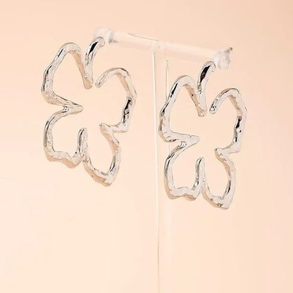 Vintage Geometry Irregular Eardrop Personality Asymmetry Dripping Oil Earrings for Women Fashion Daily Commuting Jewelry Gift