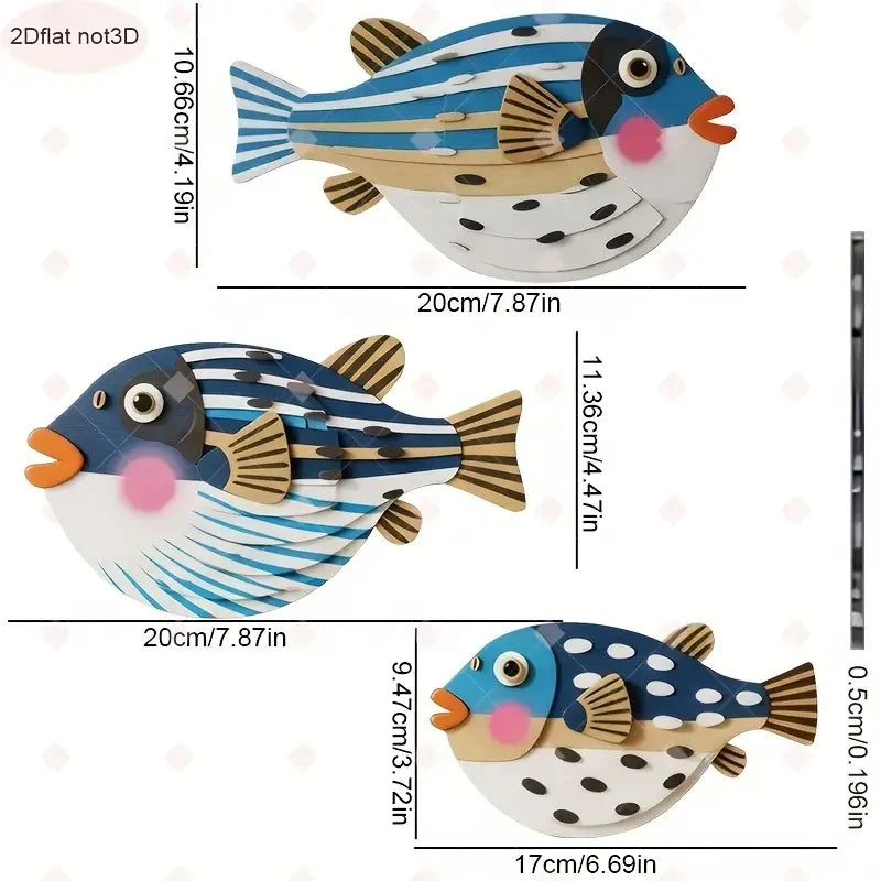 1 Set of Colorful Wooden Ocean Art Wooden Sea Fish Shells Starfish Farmhouse Style Decor Living Room Bedroom Wall Art Decorat