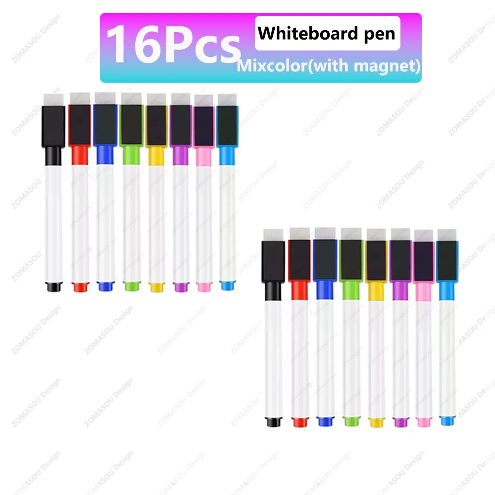 48-1Pcs Magnetic Erasable Whiteboard Pen Color Options Numbering Stationery Office Teaching Supplies for Student Blackboard N
