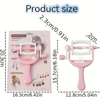 Pom Maker, Handheld Fringe Tool, DIY Yarn Ball Winder, Mini Tassel Craft Kit with Hand Crank