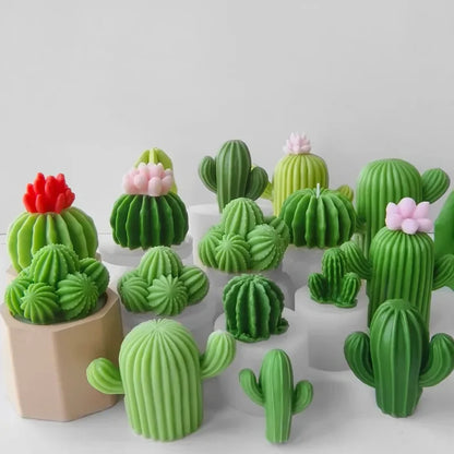 DIY Cactus Aromatherapy Candle Silicone Mold Simulation Cactus Dropper Resin Gypsum Ornament Mold DIY Glue Resin Succulent Mo