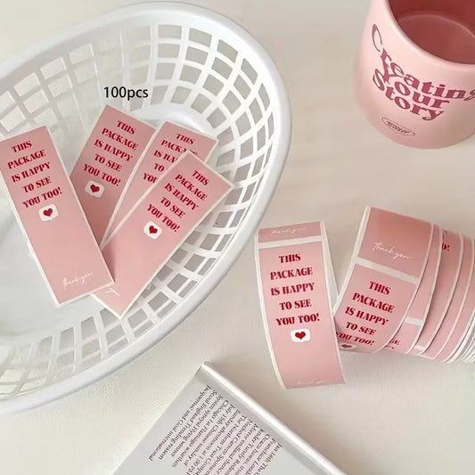 100PCS/ROLL Thank You Sticker Seal Labels Small Business Gift Decor Sticker Package Sticker This Package Is Happy To See You 