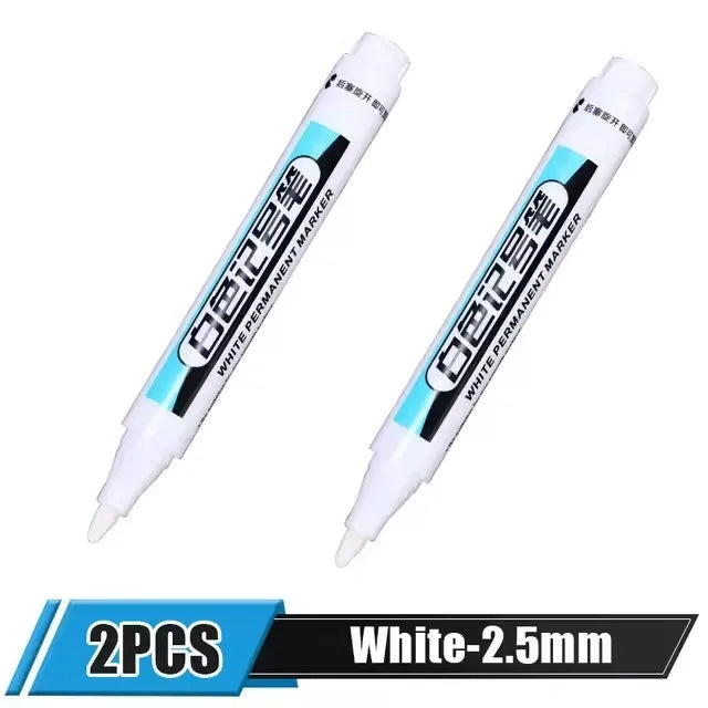 0.7/1.0/2.5MM White Permanent Marker Pens Markers Paint Pen For Wood Plastic Leather Glass Stone Metal Art Painting Supplies